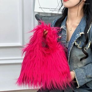 Waist Bags Women's Cute Handbag Imitation Fur Korean Edition Fashion Girl Design Sense Chain Single Shoulder Plush Bag Gift