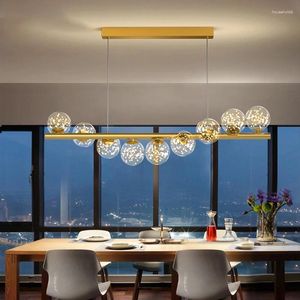 Kolye lambaları Modern Işık Lüks Yaratıcı Sihirli Fasulye Yıldız Chandelier Restoran Uzun Yemek Masası Cafe Bar