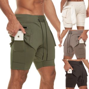 Pantaloncini sportivi da uomo lu Yoga Pantaloncini ad asciugatura rapida con tasca per cellulare Pantaloni da jogging corti da palestra casual da corsa con fodera interna DK49