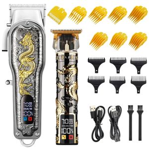 Haarschneider, elektrischer LCD-Haarschneider, kabelloser Rasierer, Trimmer, 0 mm, Herren-Friseur-Haarschneidemaschine für Männer, wiederaufladbar, USB 240119