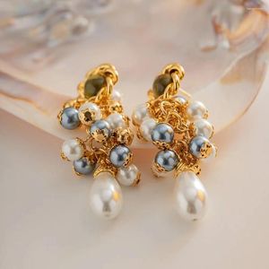Ohrhänger im Vintage-Stil, Perlen-Kupfer-Vergoldung, Ohrring für Damen