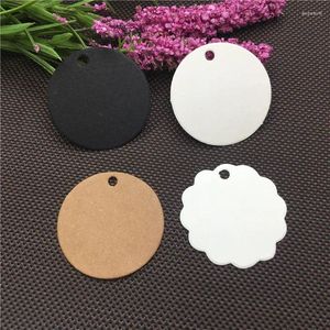 Party Decoration Round Blank Hang Tag Diameter 3,5 cm Kraft Kartongvaror Prisnotering Mark för Commodity Adornment spetsformade 100 st/parti