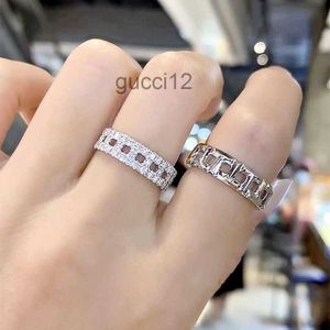 Anelli Gioielli t Coppia di anelli semplici geometrici vuoti femminili in oro rosa con diamanti pieni 36BS 36BS