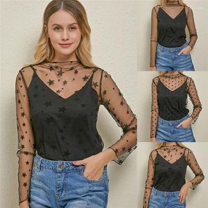 女性用TシャツセクシーなブラックホローメッシュTシャツ女性長袖トップ透明パンククラブパーティーストリートビーチフィッシュネットシャツトップ