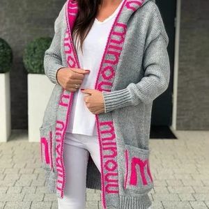 WEPBEL KNITED PROUNT DŁUGO SŁUKACH KIESZKI CARDIGAN COUTED LITET SWEAT KOLOR SIDY KOLOR SWEATER SWEAT OTWARET 240131