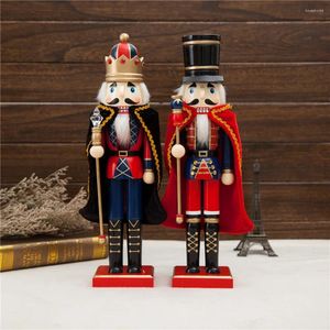 Estatuetas decorativas 38cm capa quebra-nozes fantoche de madeira artesanal rei soldado boneca ornamento presente natal decoração escritório em casa