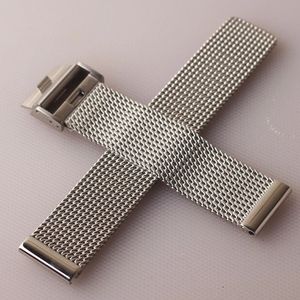 Rostfritt stål Mesh Watchband 18mm 19mm 20mm 21mm 22mm 24mm Silver Watch Strap Armband Special Fold CLASP Distribution Quick Pin240125