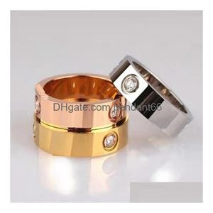 Band Rings 2022 Fashion Sliver Gold Stanless Steel Ring With Diamond Crystal For Men Girls Women Couple In Wedding Promise Drop Deli Dhwoa