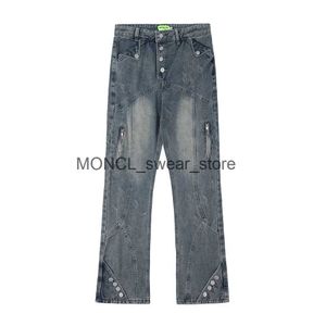 Mäns jeans fotledsknapp tvättad pantnes hombre y2k jeans för män och kvinnor hip hop casual baggy denim byxor överdimensionerade casual cargosh24131