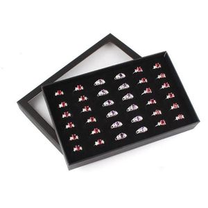 Storage Boxes & Bins Black Velvet Ring Display Box Transparent Window Show Cover 36 Slots Earring Jewelry Holder Organizer221i