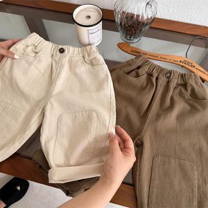 Trousers Children's Pants 2024 Autumn Solid Color Loose Work For Boys And Girls Baby Fashionable Casual Wide Leg