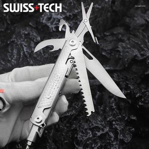 Professional Hand Tool Sets SWISS TECH 11 In 1 Mini Multitool Folding Knife EDC Tactical Camping Survival Tools Outdoor Pocket Scissors