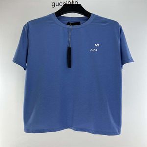 편지 Amari Amirl Amis Am Amar Shirts Miri Mens T Shirts 여성 캐주얼 남성 고급 디자이너 Tshirt면 인쇄 짧은 슬리브 블루 힙합 스트리트 셔츠 티 셔츠 Tees M