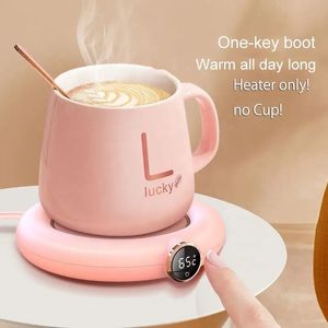 USB Cup Warmer Mini Portable Coffee Mug Heating Coaster Smart Digital Display Thermostatic Adjustment Timing Heater for Milk Tea 240130