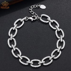 Bangles Wuiha Solid 925 Sterling Silver Created Moissanite Diamond Wedding Anniversary Rovelifary Bracelets for Women Fine Jewelry Gift