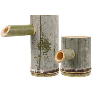 Decorações de jardim 2pcs aquário reciclagem de água decoração cachoeira fonte bambu bico ao ar livre