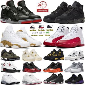 jumpman 4 12 13 mens basketball shoes 4s 12s 13s Black Cat White Thunder Bred Reimagined Cherry Field Purple Wheat Wolf Grey Court Purple men women sports sneakers