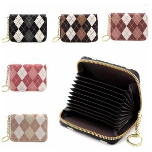 Wallets Lattice Business Card Holder Multi-position Zipper ID Access Control Case Multi Slot