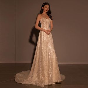 Sexy A-Linie Hochzeitskleid für Frauen, Pailletten, Kristall, 2024, Spaghettiträger, Brautroben, Sweep-Zug, Bling, weißes Brautkleid, Übergröße, Strand, glänzendes Kleid, Vestido De Novia