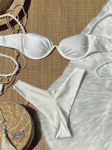 Costumi da bagno da donna Push style bikini 2024 costume da bagno da donna sexy da donna perizoma bianco puro J240131