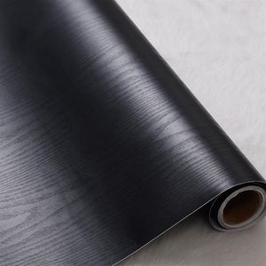 DIY dekorative Folie selbstklebende Tapete Holz schwarz PVC Vinyl Kontaktpapier für Küchenschränke Wohnzimmer Dekor Wandpapier 2275h