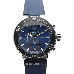 Nya herrsportklocka armbandsur Montre Japan Quartz Movement Chronograph Blue Face Wristwatches Steel Case Montre de Luxe302C