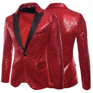 Men's Suits Thick Event Host Shining Sequins Suit Coat 3D Cutting Slim Fit For Prom