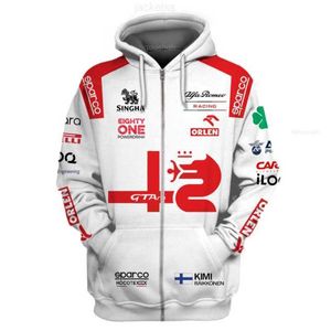 Mens Hoodies Sweatshirts 2023 Hot Fall F1 Formula 1 Zipper Hoodie of Alfa Romeo Team Men_s Outdoor Racing Extreme Sports Leis