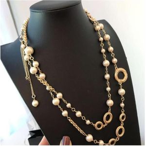 Pendant Necklaces fashion long pearl necklaces chain for women wedding lovers gift channel necklace designer jewelry290I