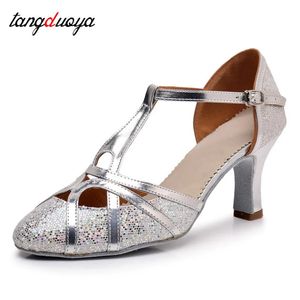 Latinska dansskor för kvinnor/damer/flickor Tango Pole Ballroom Dancing Shoes Heeled 5.5/7.5cm 240124