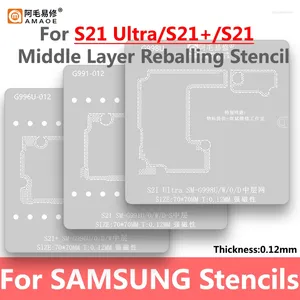 Professionellt handverktyg sätter Amaoe Middle Layer Reballing Stencil Mall för Samsung S21 Ultra SM-G998 G998U G991 G991U G996 G996U