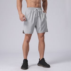 Lu Shorts de Fitness Masculino Esportes Correndo Invisível Calças Sexuais de Assento Aberto Calças de Secagem Rápida Multi-Bolso Renda 5 Pontos Shorts 208