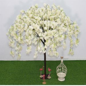 Nova flor de cerejeira chorando desejando árvore artificial flor plantas árvore mesa de casamento peça central loja el natal casa decor284l