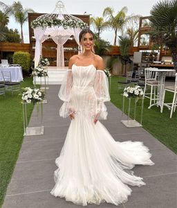 Vestidos de casamento 2024 sem alças fora do ombro vestido de novia renda tule apliques vestidos de noiva feitos sob encomenda