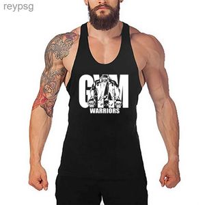 Regatas masculinas GYM WARRIORS MUSCLE GUYS Y Back Cotton Top Mens Bodybuilding Roupas Fitness Stringer Singlets Treino Sem Mangas Colete YQ240131