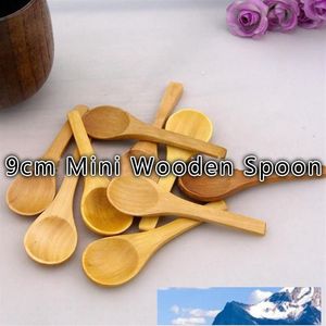 9cm mini ahşap bambu kaşık güzel baharat dondurma kaşık ahşap sofra takımı 100 adet lot284z