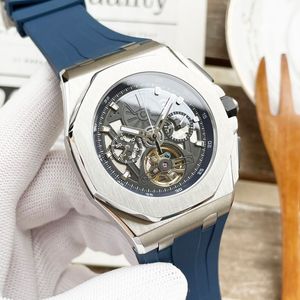 Hollow Men Watch Automatic Mechanical Watch 44 mm stal nierdzewna gumowa opaska Waterproof Sapphire Fashion Business Watch Montre de Luxe