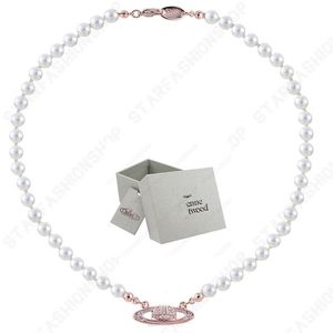 Saturnalhalsband Pearl Peaded Diamond Tennis Halsband Kvinna Silverkedjor Vintage Trendy Style Desigenr med Box234s