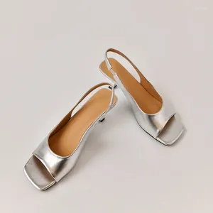 Dress Shoes French Simplicity Open Toe Ladies High Heels 2024 Women Sandals Fashion Solid Color Sandalias Elegant Low Heel Female