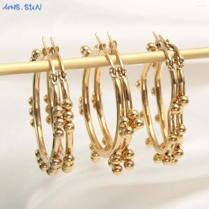 Creolen MHS.SUN 1 Paar herzförmiger/runder vergoldeter Ohrring mit übertriebener 316L-Edelstahl-klobiger Perle für Damen-Partyschmuck
