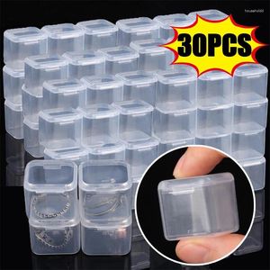 Schmuckbeutel 5-30 Stück Mini-DIY-Perlen Aufbewahrungsbox Würfel durchsichtiger Behälter Fall Quadratischer Kunststoffknopf Nail Art Verpackung Tragbarer Organizer