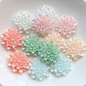 Craft Tools 10pcs Mixed AB Color 21mm Resin Flower Flat Back Application DIY Wedding Scrapbook Jewelry Decoration Flowers