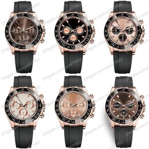 10 Style Men's Watches M116515LN 40mm Chocolate Dial 18K Rose Gold Natural Rubber Strap No Chronograph 2813 Sports Automatic 198x