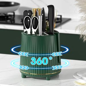 Kitchen Storage 360 °rotation Knife Holder Stand Multifunctional Knives Stands For Cutlery Utensil Inserted Block Tank