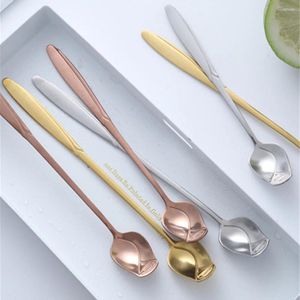 Coffee Scoops 13.2cm Long Handle Spoon High-quality Rose Small Tea Stainless Steel Cute Ice Cream Dessert Stirring