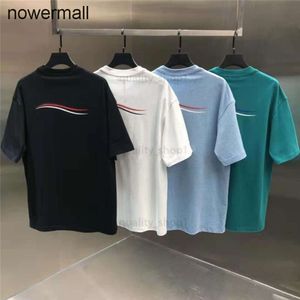 Tee cotton T shirt Summer short Sleeve waves balencaigaly Men Women Lovers luxury Tshirts Fashion senior Pure balencigaly high quality Top large size S4XL Desi