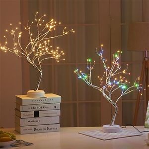 Trädformad LED -lampa bonsai stil 108 led koppartråd diy USB nattljus touch switch control juldekorativa lätta gåvor 20230Z
