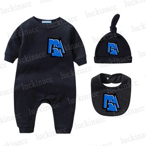 Baby Boys Girls Jumpsuits Śliczne małe dzieci Romper BIBS kapelusz zestaw luksusowy marka maluch swobodne ubrania dziewczyna chłopiec kombinezut bodysuit sdlx szczęściecinacc