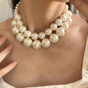 Halsband Vintage Übertreibung Doppelschicht Perlenkette Für Frauen Mode Elegante Kragen Kette Bridals Hochzeit Schmuck Geschenk