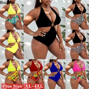 Mulheres Swimwear Plus Size 4XL Maiôs para Senhoras Gordas Impresso Sexy One Piece Swimsuit Mulheres Férias Beachwear Banheira Terno Biquínis 2024